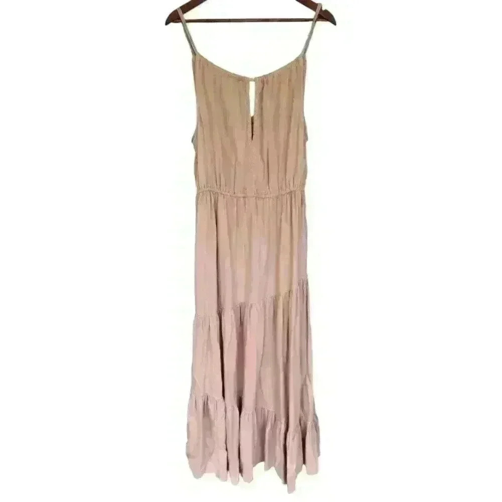 NWOT Rachel Zoe Linen Blend Muted Mauve Tiered Maxi Dress
